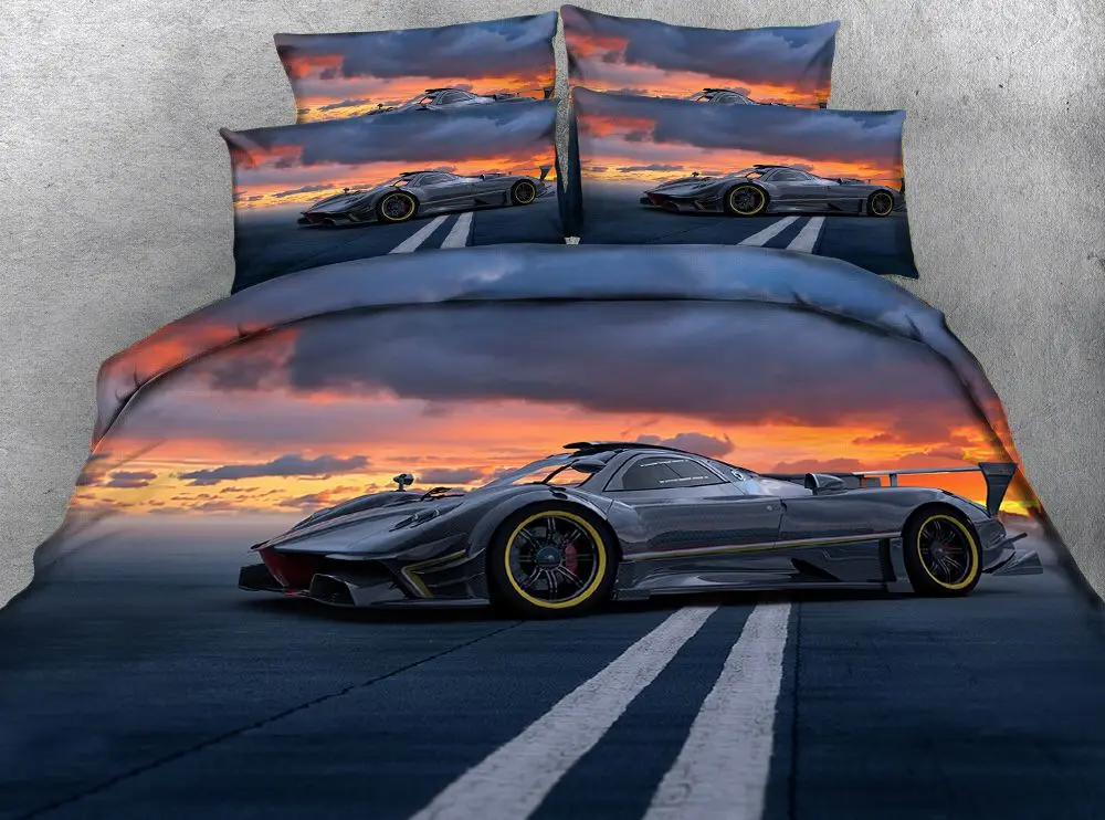 

Sports Car Daisy Tiger Pattern Curtains Shading 3D Curtains