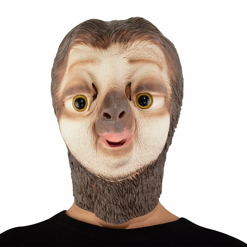 Cute Cartoon Sloth Animal Head Latex Mask Full Face Halloween