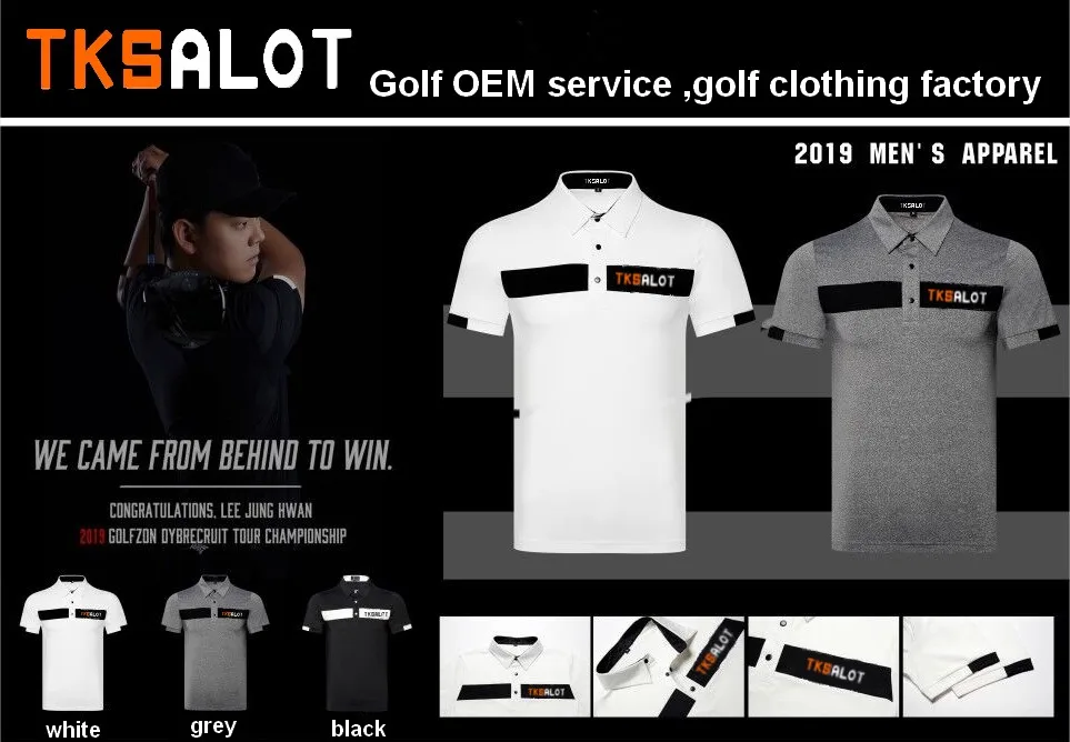 

OEM customized logo TKSALOT 100pcs/color Men's professional golf T shirt