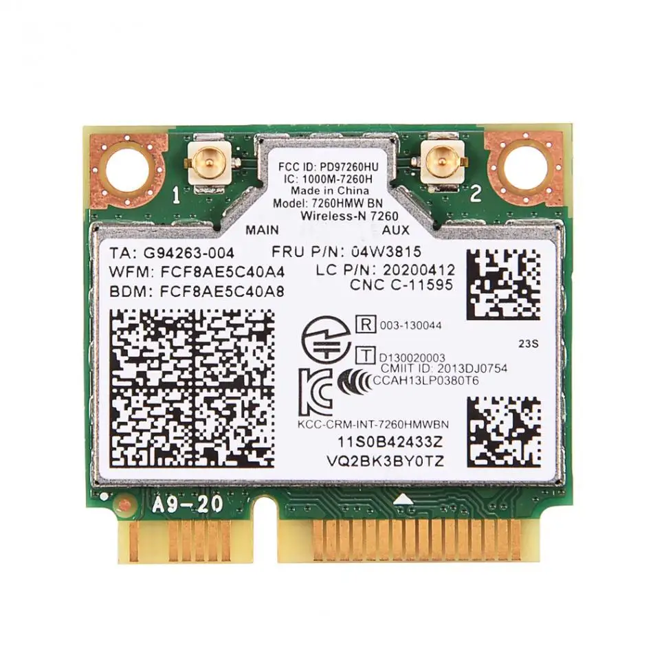 

For Intel 7260 BN 802.11b/g/n 04W3815 Mini PCI-E WiFi Card Module for Lenovo Y510P Y410P Y430P High Quality