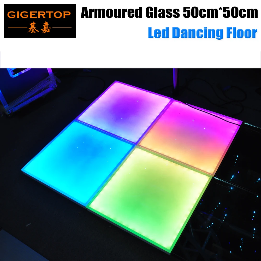 Gigertop RGB 50 см x 50 см светодиодный сценический пол KTV бар СВЕТОДИОДНЫЙ танцпол из закаленного стекла цветной светодиодный светильник 10 мм Стекловолокно для свадебного танца