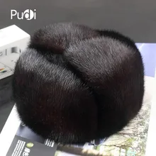 Pudi 170760 Мужская норковая меховая шапка мужская норковая меховая шапка охотника из натуральной овечьей кожи охотничья шапка-ушанка