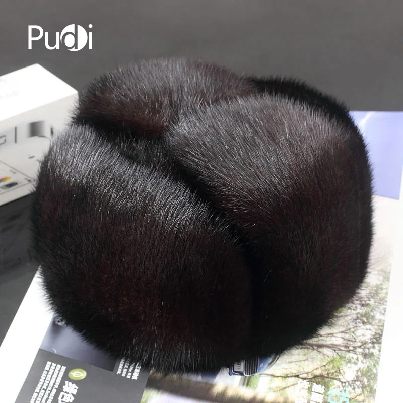 Мужская шапка из меха норки Pudi 170760 мужская искусственной кожи|fur hat men|mens mink fur hatmink