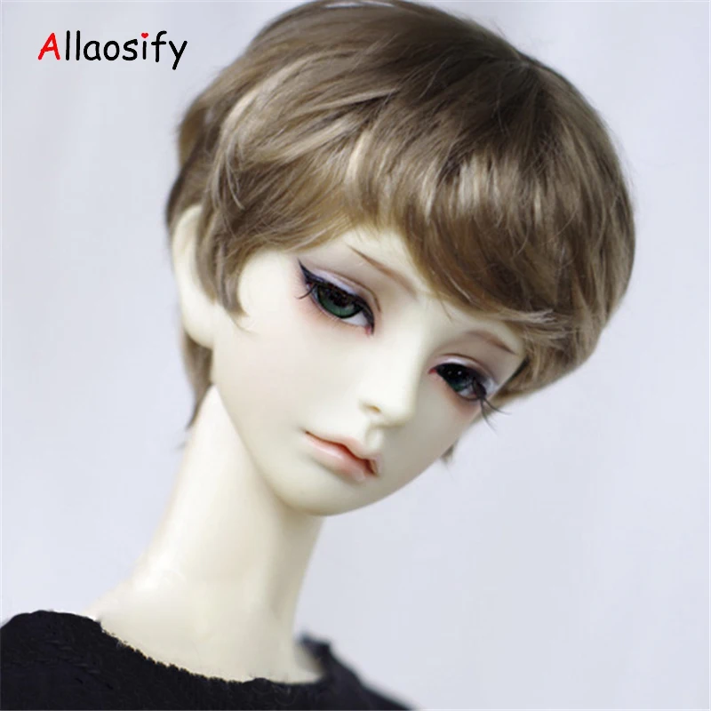 Allaosify 1 шт. BJD парик мальчик коричневый короткие парики для кукол BJD 1/3 1/4 1/6 bjd парик для шарнирной куклы волосы