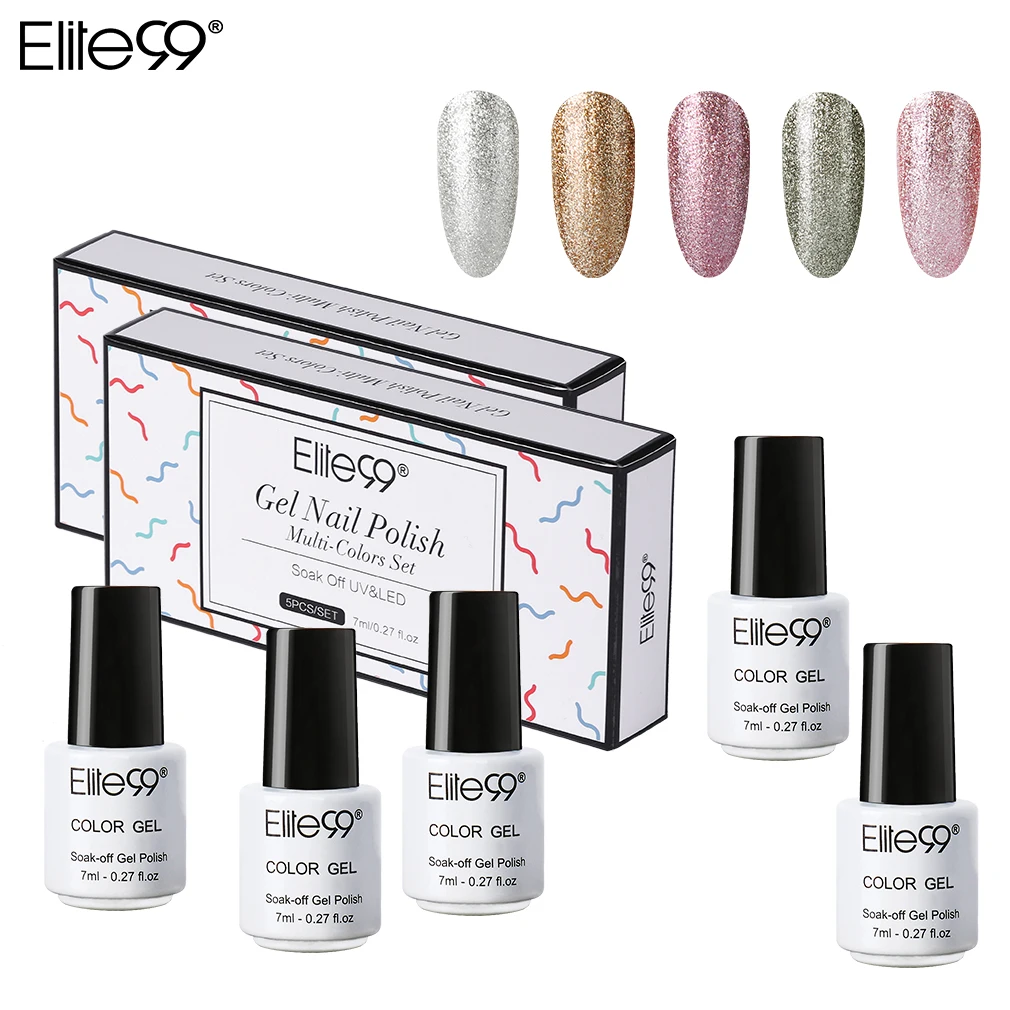 

Elite99 5 Pieces/lot Platinum Color Nail Art Gel Polish With Gift Box 7ml UV Gel Nail Polish Semi Permanent Nail Polish Lacquer