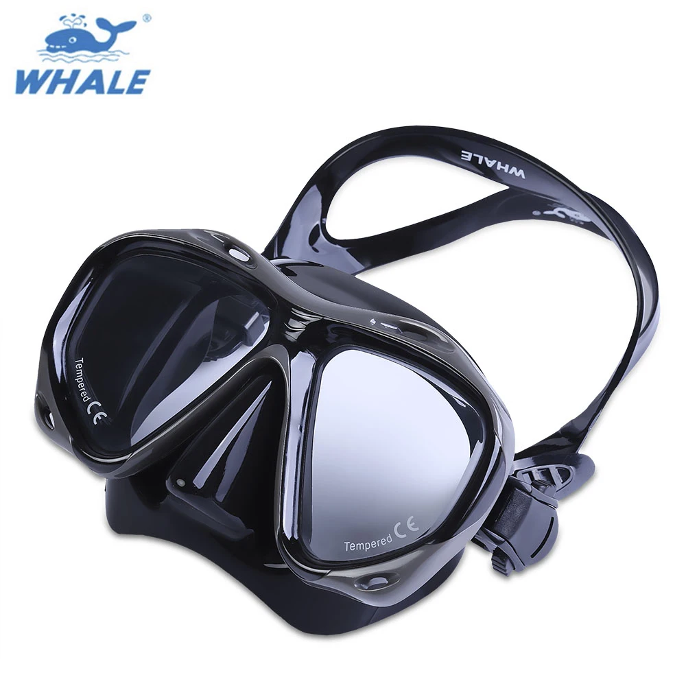 

WHALE Professional Scuba Diving Mask with Tempered Glass Lens Goggle Underwater Snorkel Swimming Set Spearfishing Gear