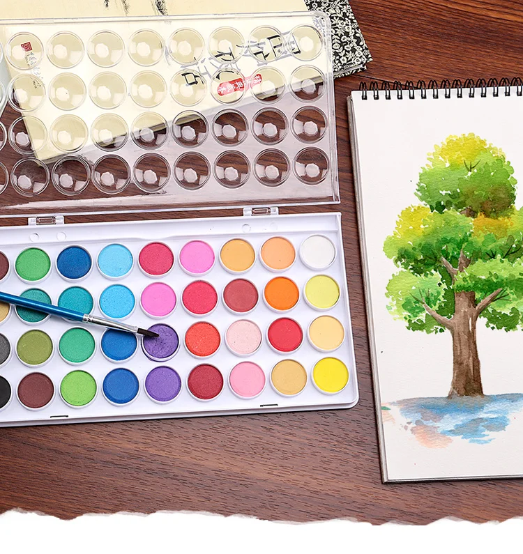 Pigment 36Color Watercolor Paint Set-Bright Color Water Color Cake for Kids Watercolor Paper Painting Drawing Art Supplies