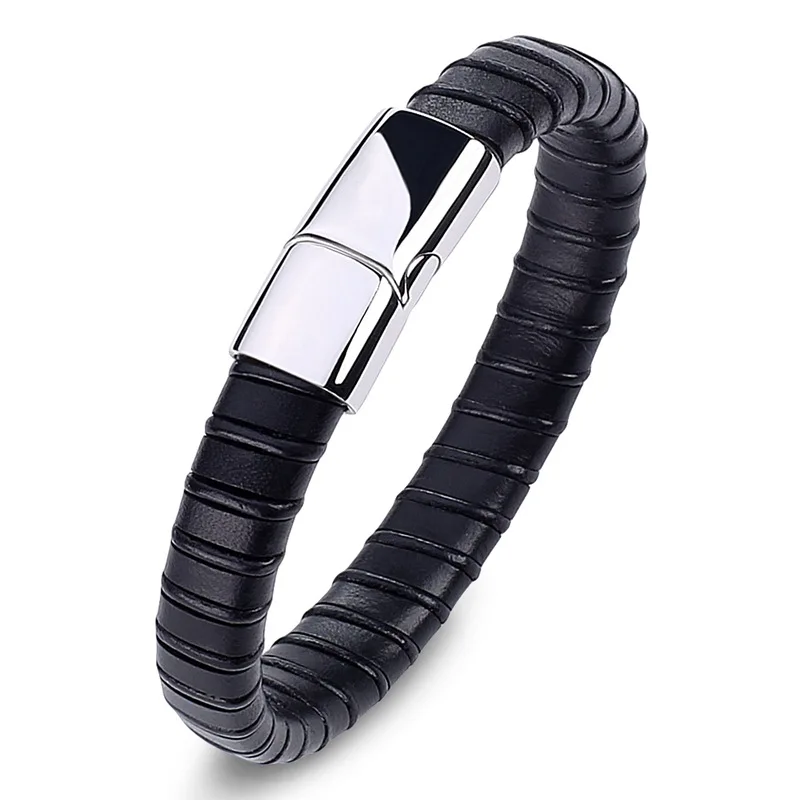 

Men's Bracelet Retro Cowhide Bracelets Leather Bangle Pure Hand Woven Charm Wrist Strap Retro Gift 17.5/19/21/23cm