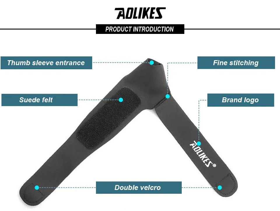 Aolikes 1 шт. защита для запястья спортивные Фитнес палец, запястье Поддержка бандаж черного цвета браслет Вес подъема тренажерный зал