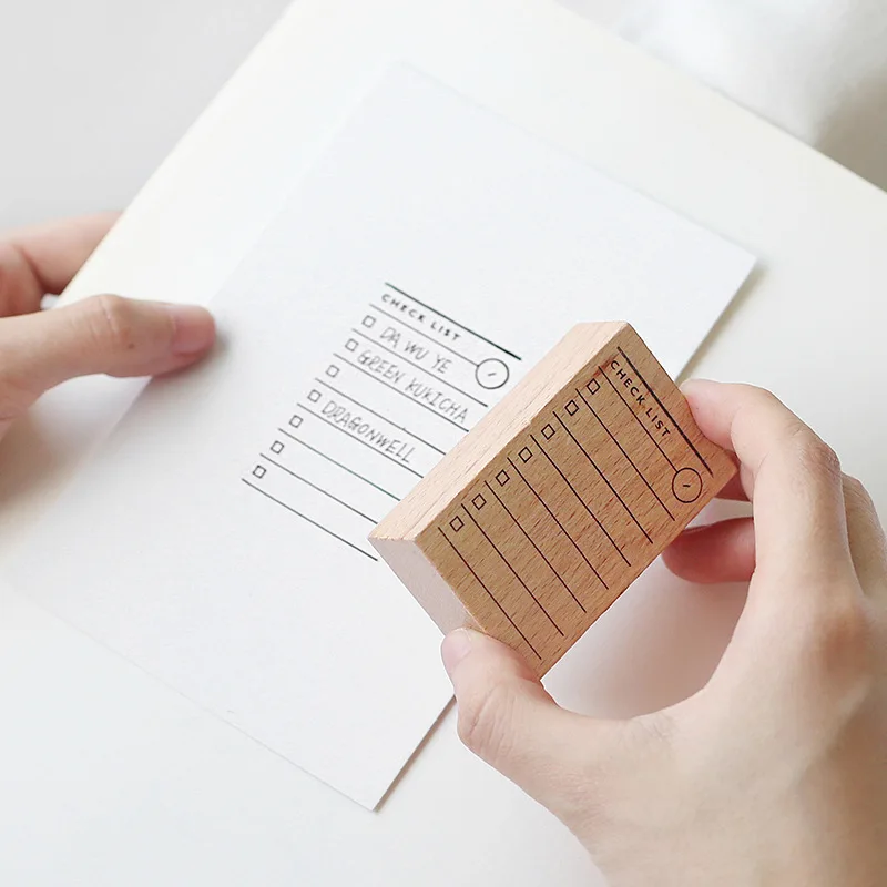 

1Set Retro Check List Alphabet Number Time Planner Wooden Rubber Stamp Set for DIY Scrapbooking Cards Decoration Embossing Craft