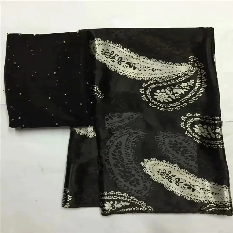 Высокое качество шелковая ткань для леди платье вышитая Джордж шелковая ткань Африканская металлическая шелковая ткань 114 см/8 мм 7 ярдов LXE032705