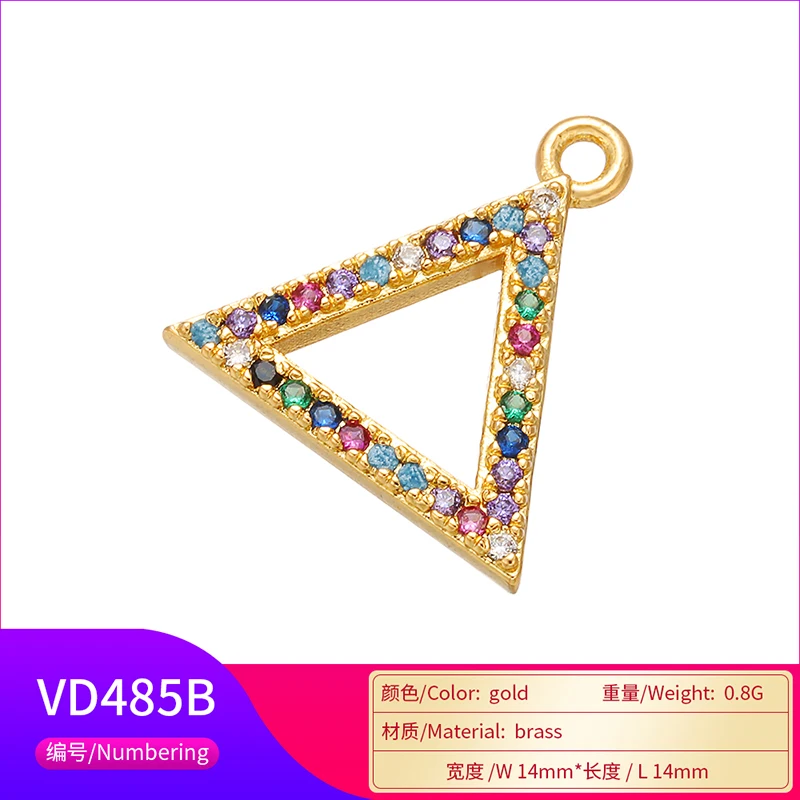 ZHUKOU 14x14 мм Треугольный Кристалл кулон для женщин ожерелье серьги браслет аксессуары для изготовления ювелирных изделий Модель: VD486