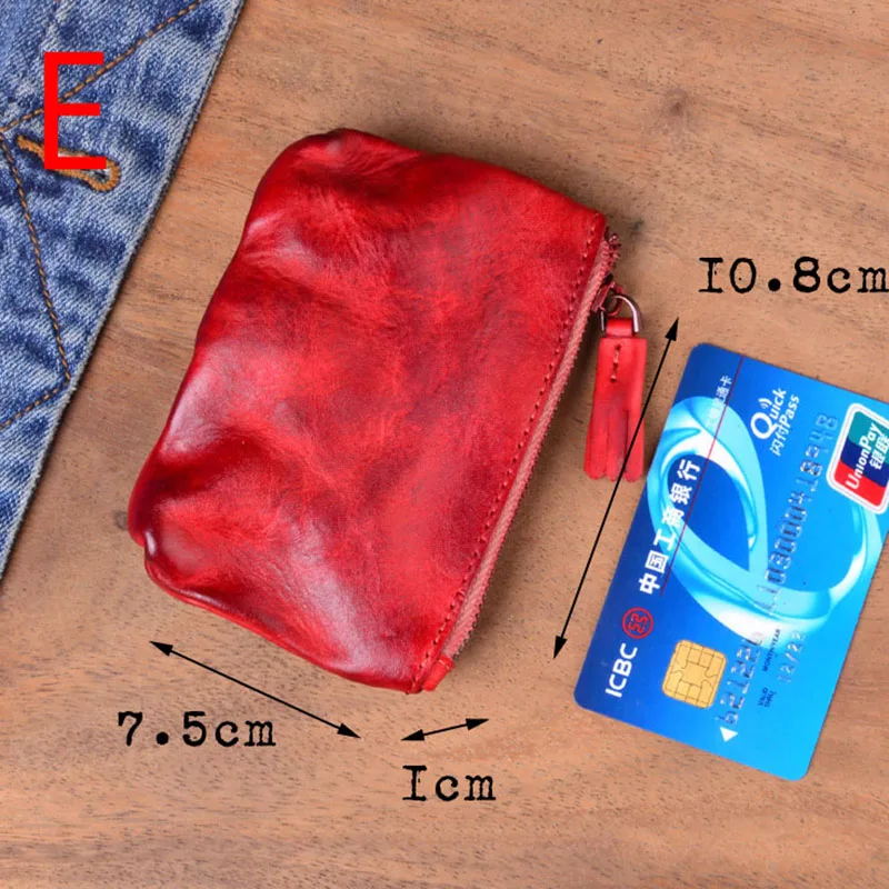 EUMOAN, натуральная кожа, кошельки для монет, женские маленькие сумки для денег, карманные кошельки, ключница, чехол, мини-кошелек на молнии - Цвет: Красный