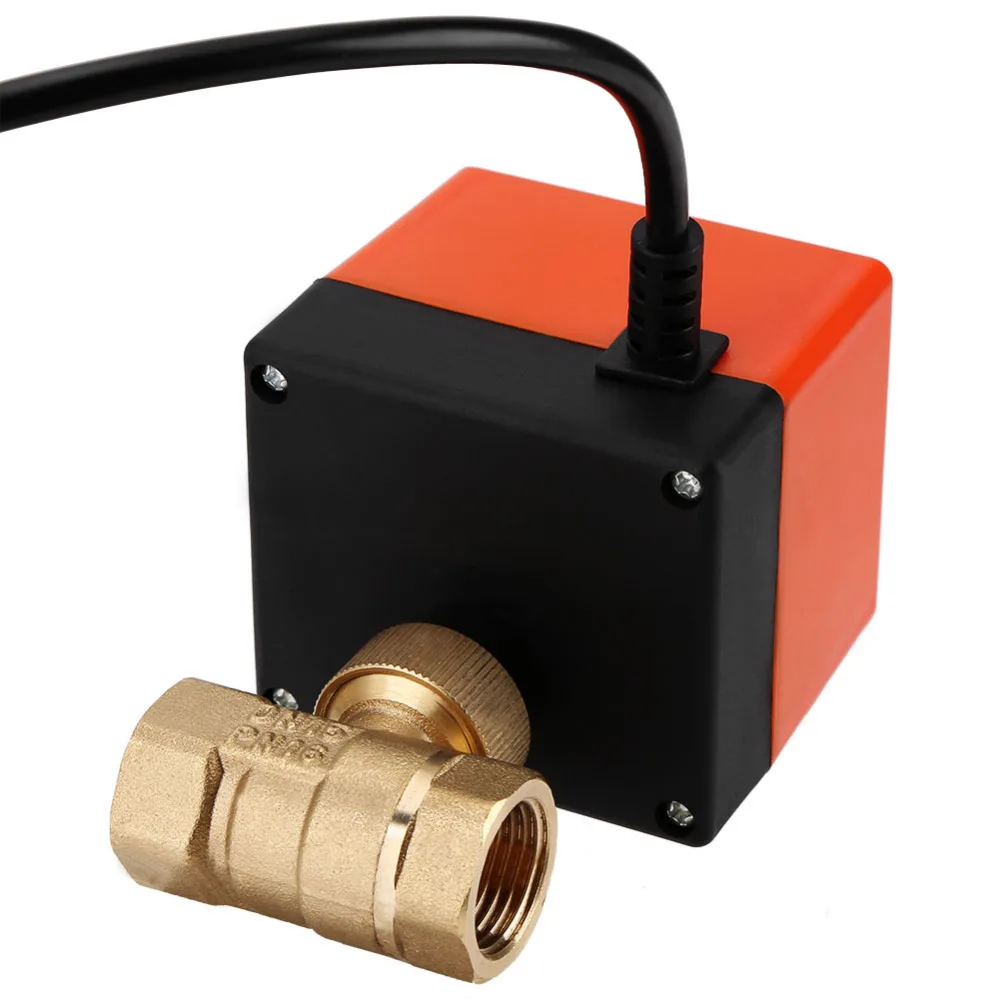 Шаровой клапан AC 220V латунь Электрический моторизованный шаровой клапан 2 Way 3 провода 1.6Mpa нить DN15 DN25