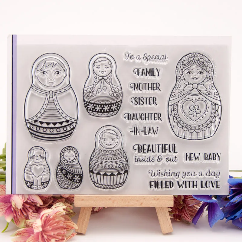 

Russian Doll Girls Family Transparent Clear Silicone Stamp for Seal DIY Scrapbooking Photo Album Decorative Clear Stamp Sheets