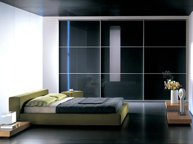 Built in wardrobe with sliding glass door
