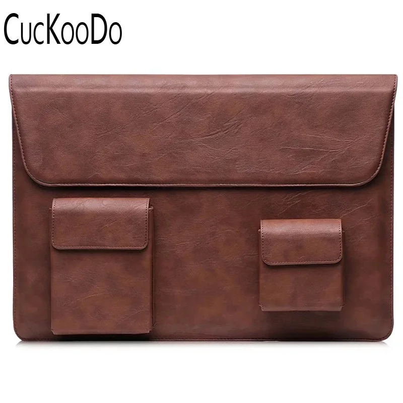 Premium Leather Briefcase With Mouse and Charger Charging Cable Pocket Case For Macbook Pro 13 Macbook
