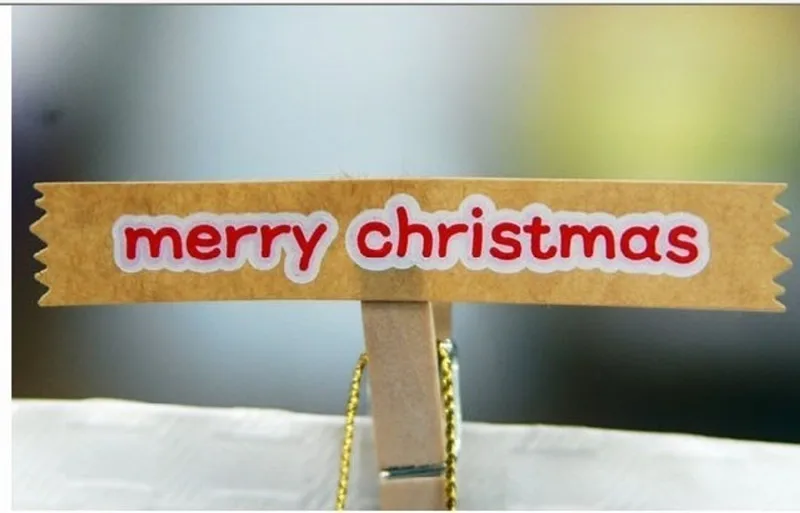 360pcs/lot Kraft Long Design"Merry Christmas" Christmas Gift Seal Label Stickers For X-mas Candy Box Cello Packing Bag Decor