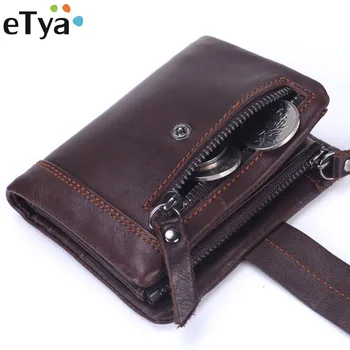 

eTya Hot High Quality Genuine Leather Wallet Men Wallets Fashion Organizer Purse Passport Holder Billfold Zipper Coin Pocket