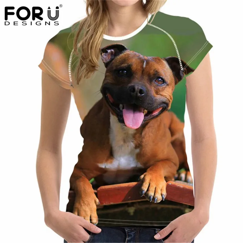 FORUDESIGNS Cool Animal American Staffordshire Bull Terrier Print Woman ...