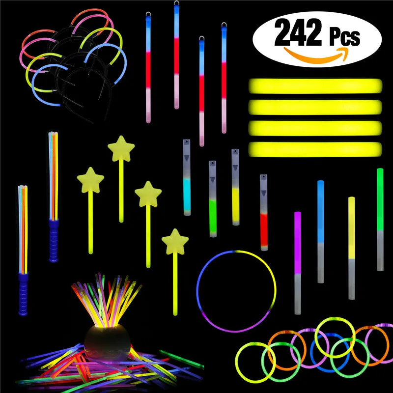 LaRibbons Glow Sticks Concert Pack, 242Pcs Glow Concert Stick for ...