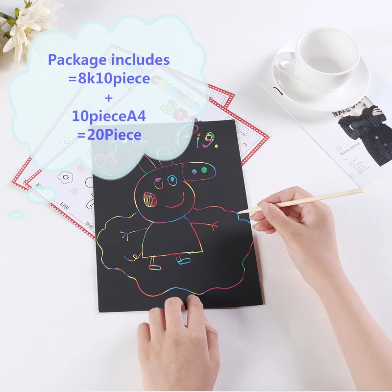

Scraping painting A4 8K Scratch colorful diy children non-toxic tasteless scratching drawing puzzle toy boy girl gift hobby