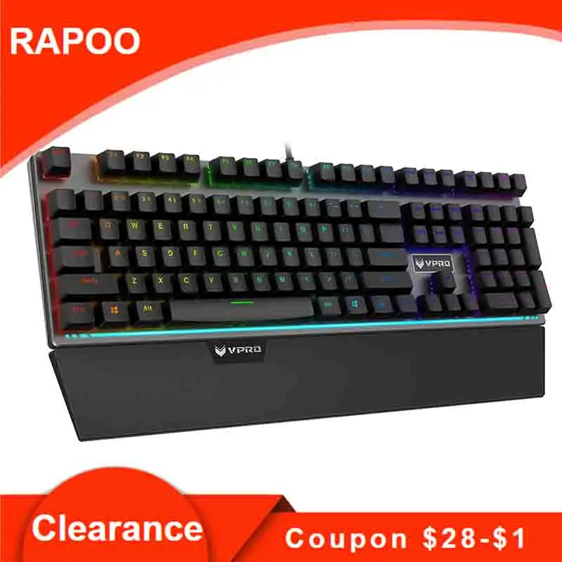 Механическая игровая клавиатура Rapoo V720S черные переключатели USB Проводная RGB