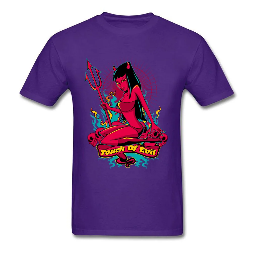 Personalized T-Shirt Gift Short Sleeve Rife Round Collar All Cotton Tops Shirts Casual Tee-Shirts for Boys VALENTINE DAY Devil Pin Up Girl Touch of evil purple