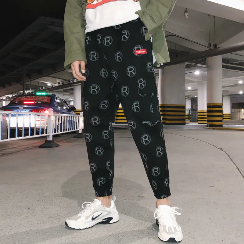 Fashion Men's Casual Pants Autumn New Loose Straight Overalls Pants Nine Pants S-2XL Black White Couple Pants Youth Popular Wild Fashion Men's Casual Pants Autumn New Loose Straight Overalls Pants Nine Pants S-2XL Black White Couple Pants Youth Popular Wild