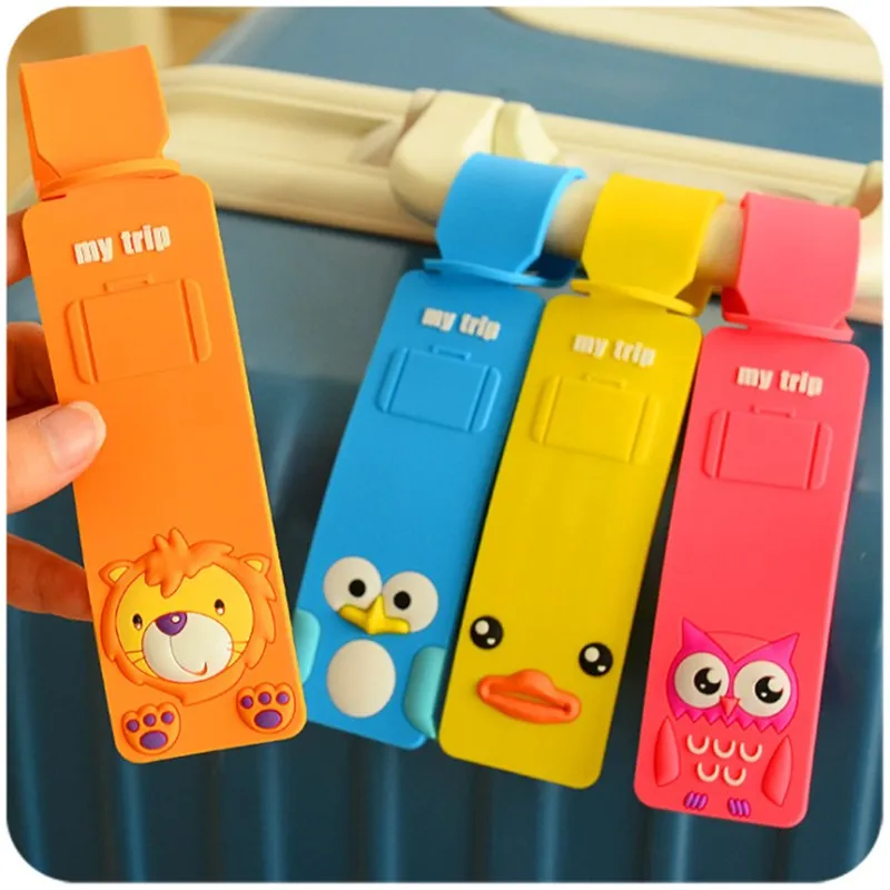 

Creative Travel Accessories Luggage Suitcase Tag Cartoon Cat Duck Silica Gel ID Address Holder Baggage Label Portable Label