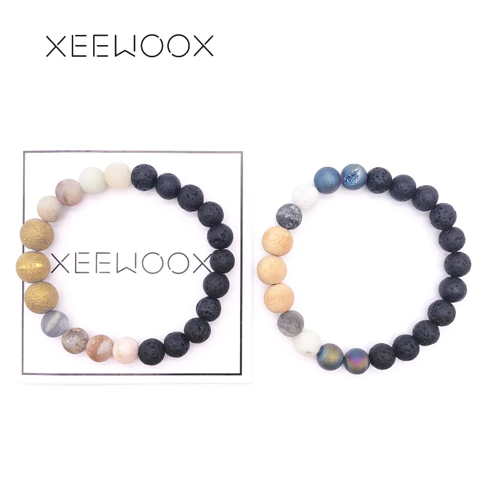 

Bohemia Essential Oils Diffuser Bracelet 2019 New Lava Stone Bracelet For Women Man Natural Stone Round Beads Bracelet Gift Yoga