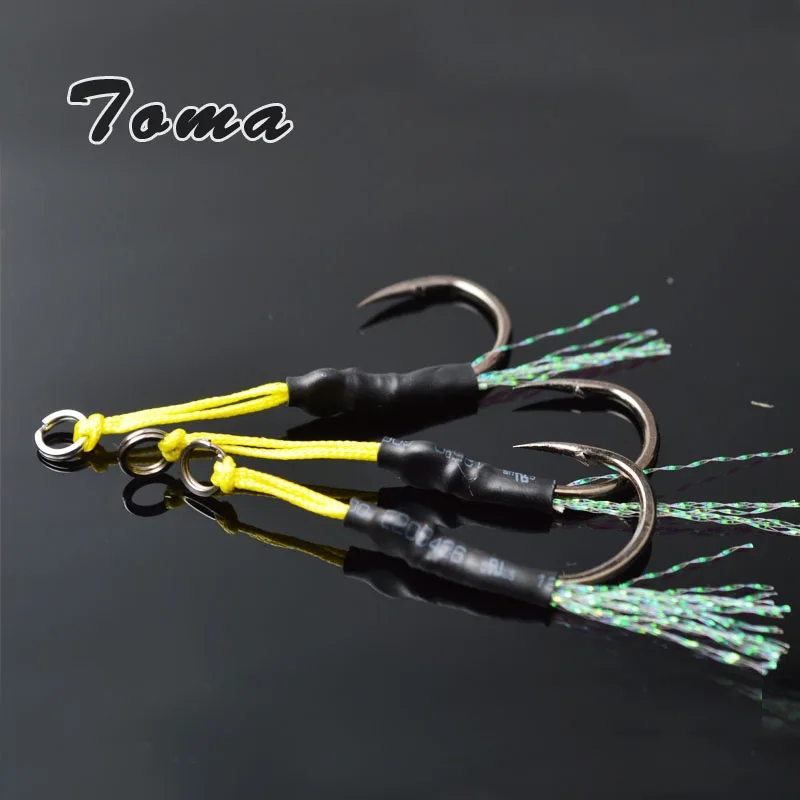 

TOMA 12# 14# 16# Single Jig Hooks 6PCS/lot Slow Pitch Jigging Fishing Lure Hooks High Carbon Steel Coat Hook Fishing Tackle