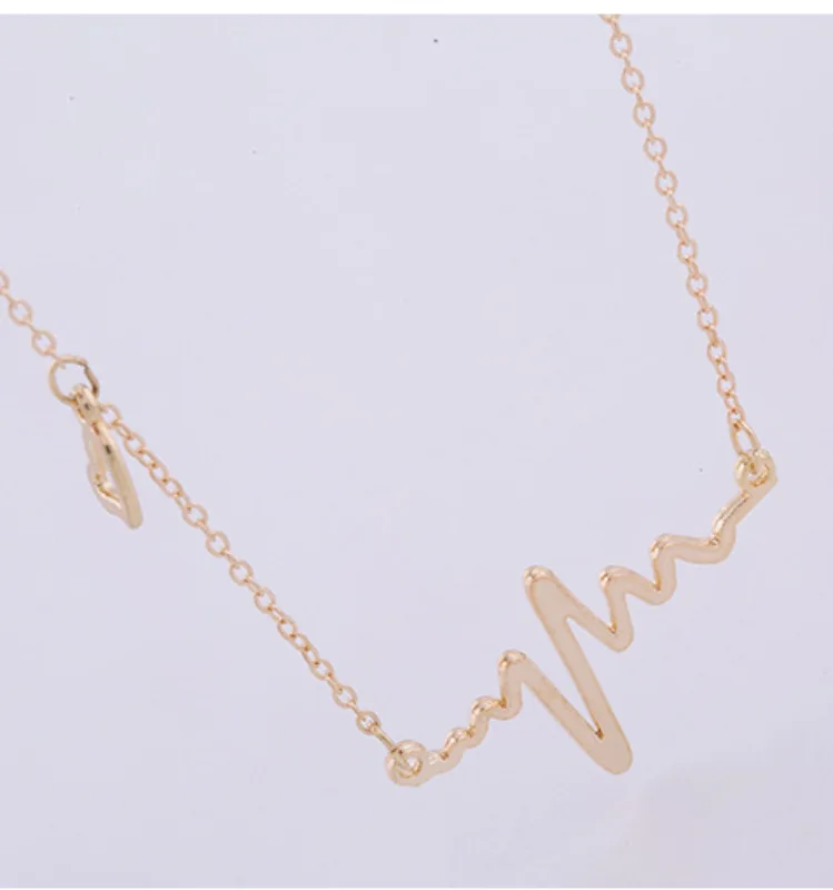 

ECG Heart-shaped necklace titanium steel rose gold imitation women pendant clavicle chain color jewelry
