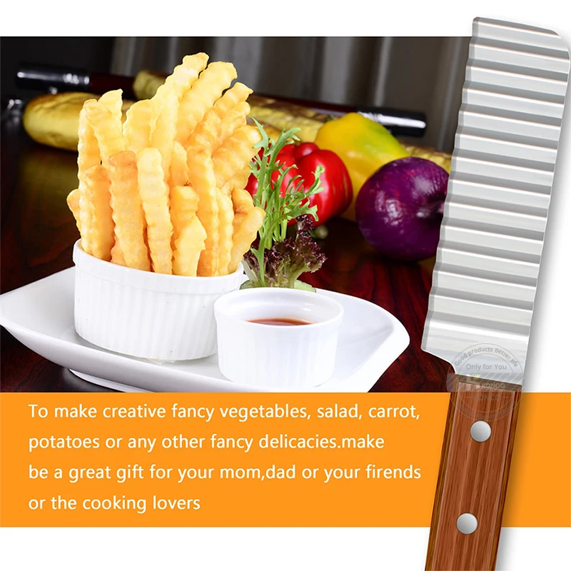 Vegetable Cutter KONCO Wave Potato Cutter Slicer Stainless Steel French fries Cutter Fruit Vegetable Carrot Edged Knife Tools Kitchen Gadget