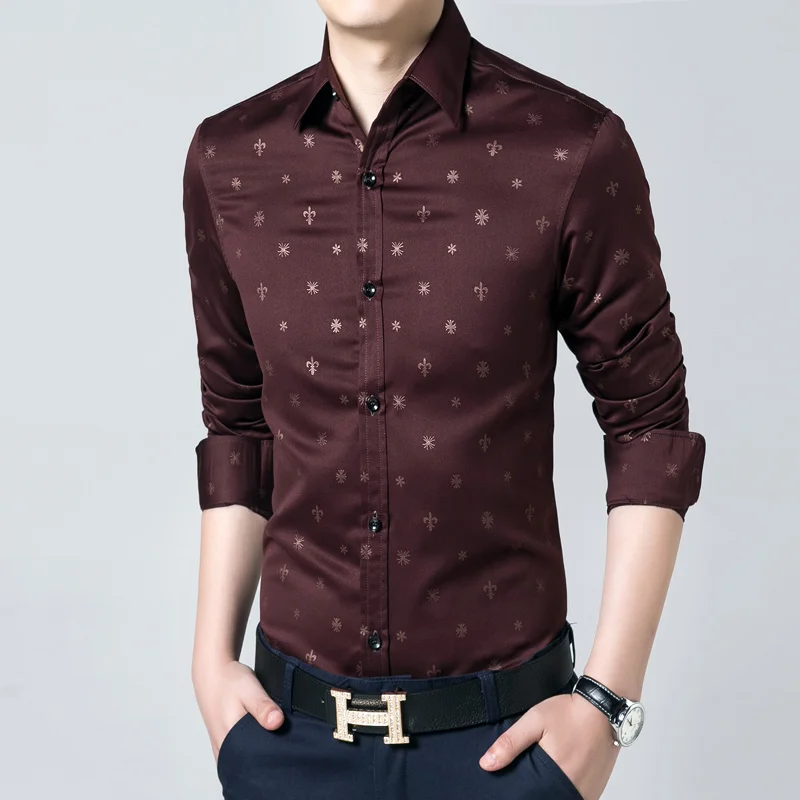 brand clothing slim fit men shirt Mens floral shirts 2016 long sleeve