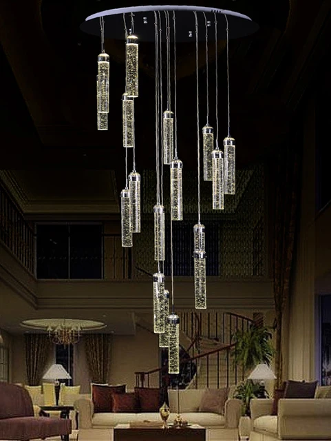 modern bubble column crystal column led lighting pendant light stair