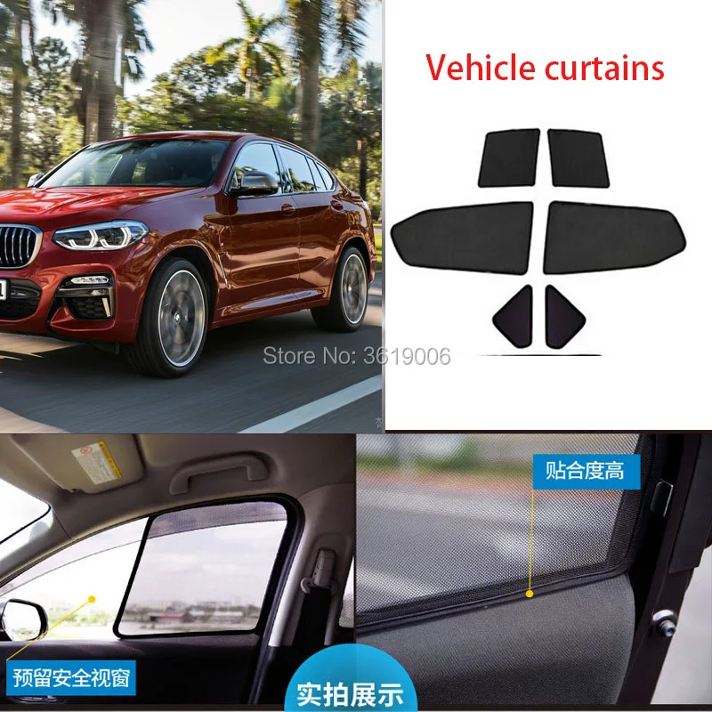 

6pcs High-end custom For BMW X4 2019 card type magnetic car curtain sun shade car window shade car styling