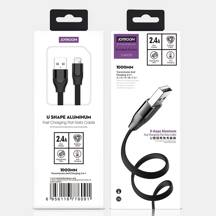 HAWEEL 1m 2.4A USB до 8 Pin u-образный алюминиевый кабель для быстрой зарядки и передачи данных для iPhone и iPad
