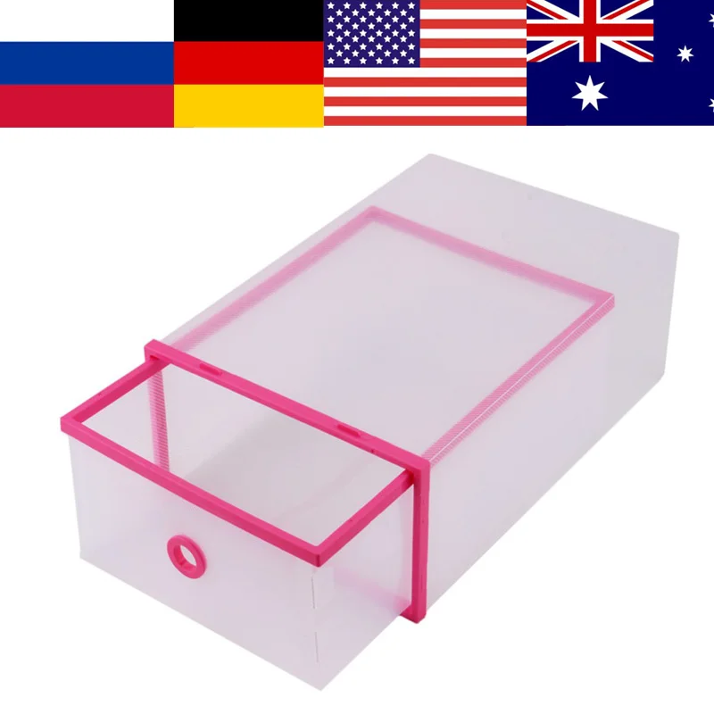 

1pc Stackable Simple Style Clear Plastic Shoe Box Home Storage Boxes Office Organiser Drawer