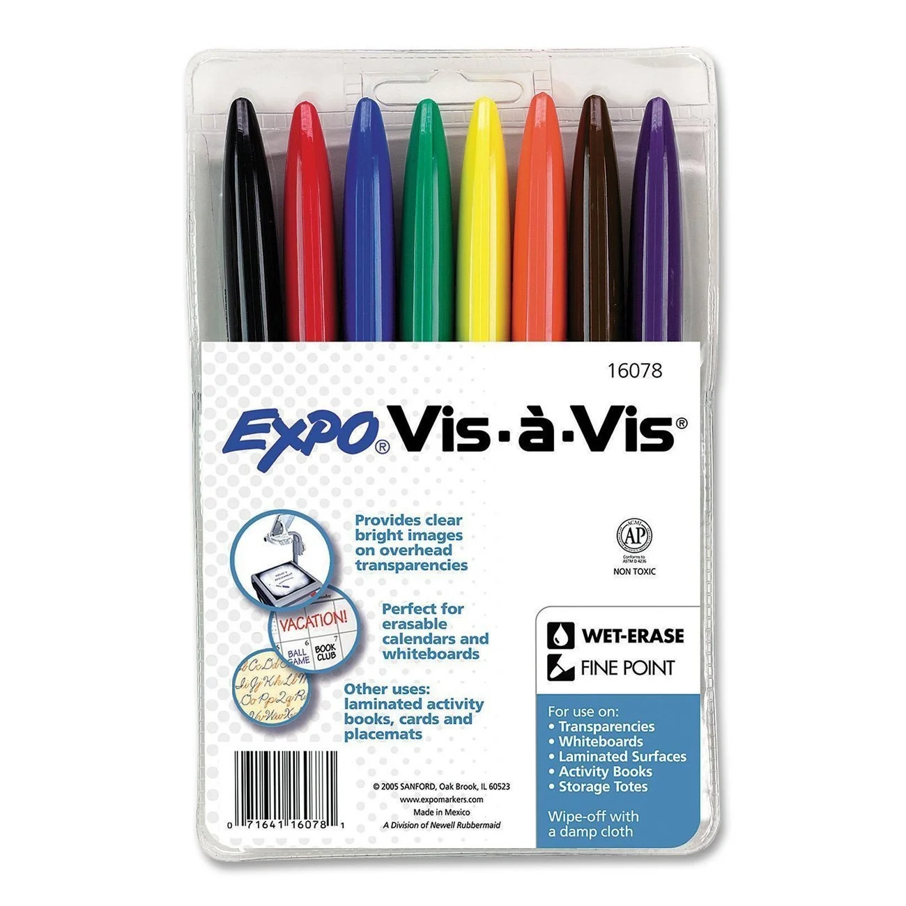 8 Pcs/lot Wet Erase Overhead Transparency Fine Point Markers Assorted