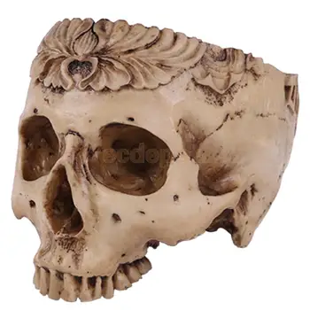 

Human Skull Head Design Flower Pot Planter Container Replica Home Bar White