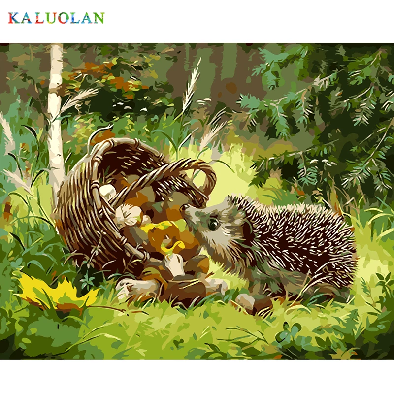 

Frameless The Hedgehog Animal DIY Painting By Numbers Kits Coloring Oil Painting On Canvas Drawing Home Artwork Wall Art Picture