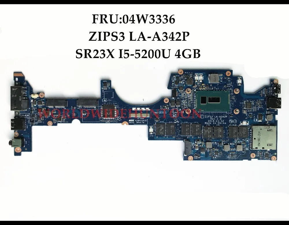 Высокое качество FRU: 04W3336 для Lenovo Yoga S1 материнская плата ноутбука ZIPS3 LA-A342P SR23X I5-5200U 4