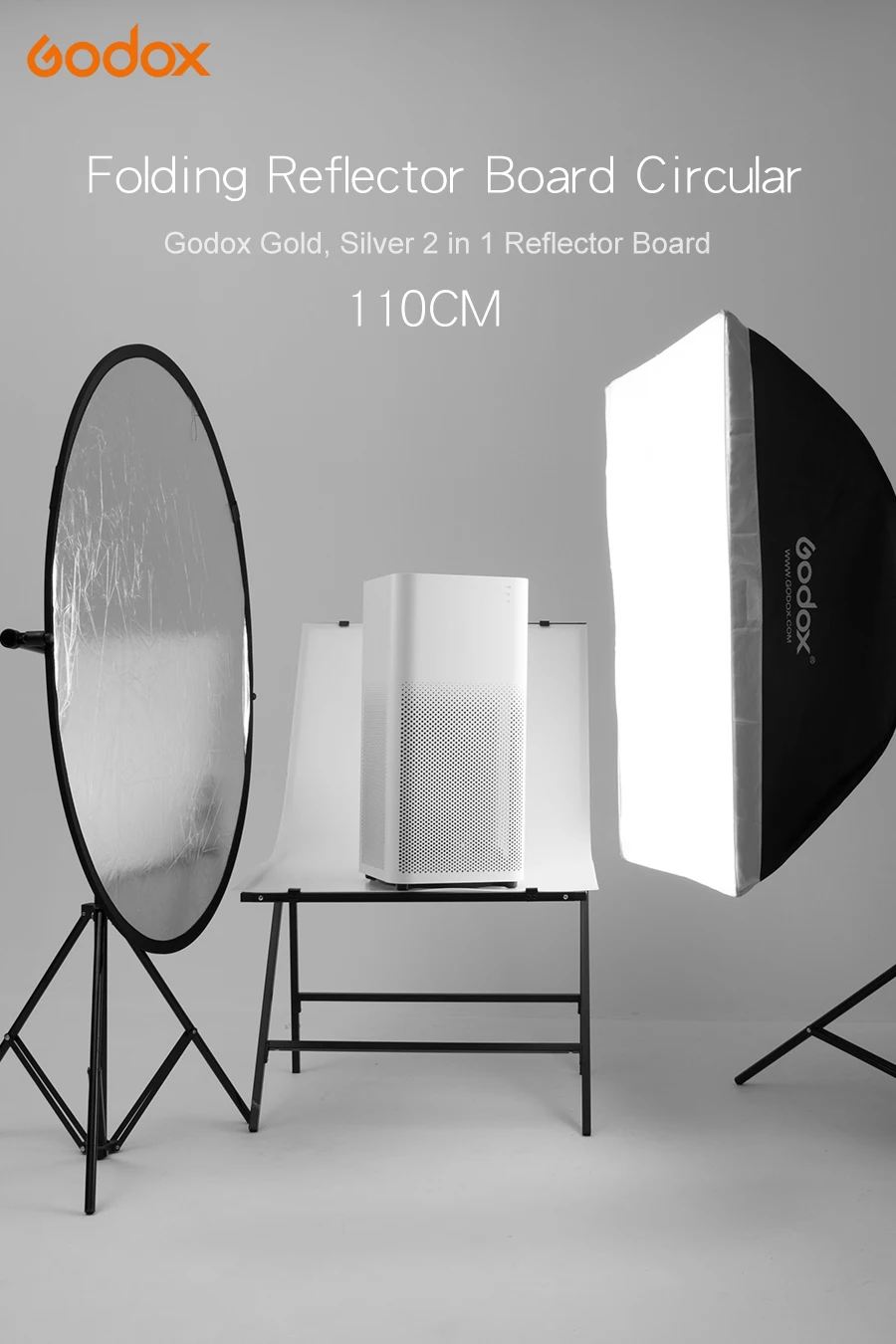 Godox 4" 110 см 2 в 1 портативный складной светильник круглый фотосъемка отражатель для студии мульти фото диск