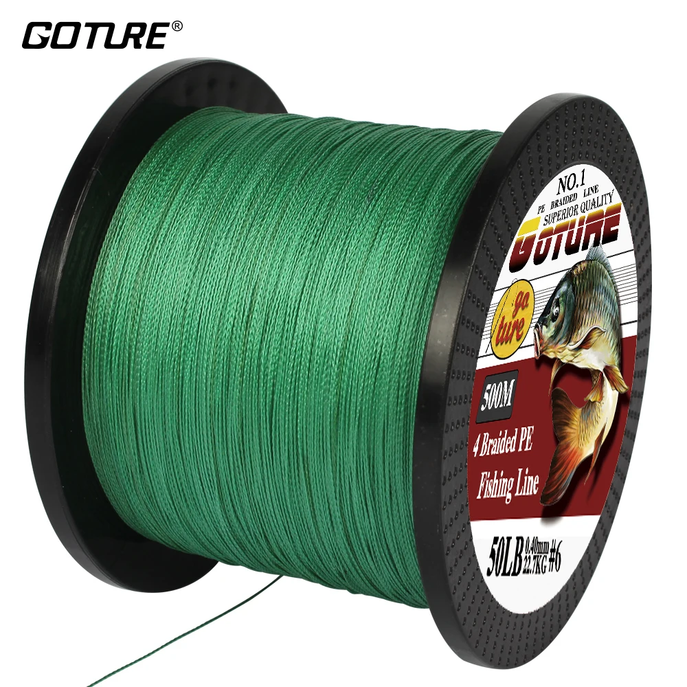 Goture 500M PE Braided Fishing Line 4 Stands Super Strong Multifilament Fishing Lines 12 80LBin