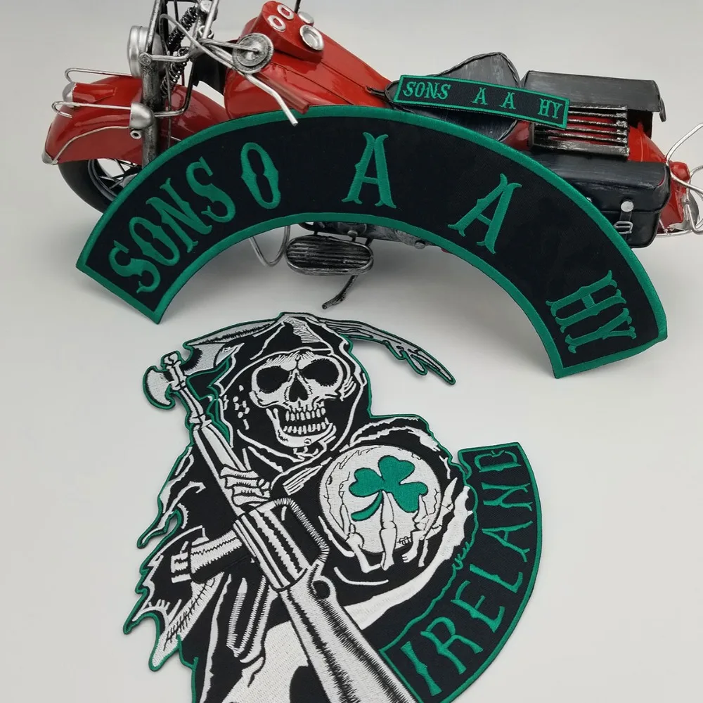 IRELAND SONS OF Biker Rider вышитая анархия Железная на спине куртка нашивка черная саржевая Ткань Сделай Сам экологичная