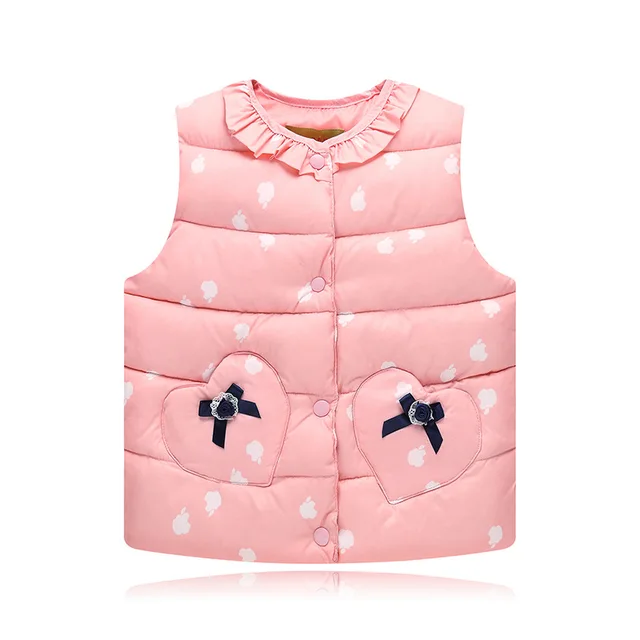 Cute Print Children's Vests Girls Sleeveless Outerwear Jackets Cotton