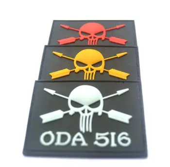 

20pcs ODA 516 Skull Punisher Badges PVC Tactical Patch 3D Military Rubber Skull Brassard Army Hook Morale Armband Wholesale