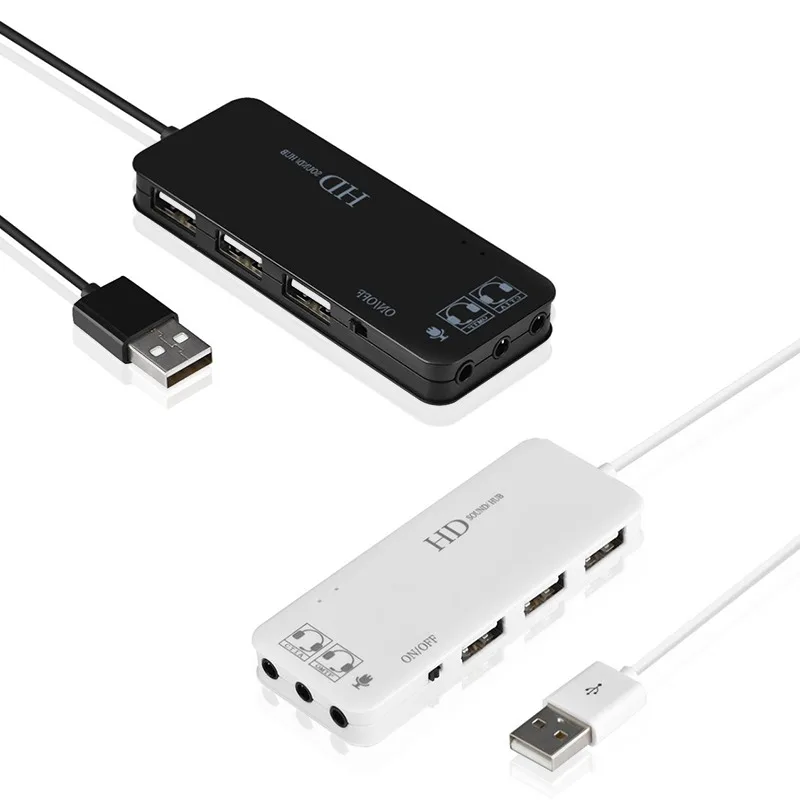 3 порта USB 2,0 зарядное устройство концентратор+ стерео наушники+ микрофон w/7.1CH адаптер звуковой карты