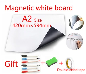 

A2 Size Soft Writing Message Board Fridge Sticker Magnetic Whiteboard with Double-sided Adhesive Free Paste Gift Pen Eraser